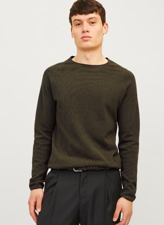 Jjehill Knit Crew Neck Noos - Olive Night/Melange