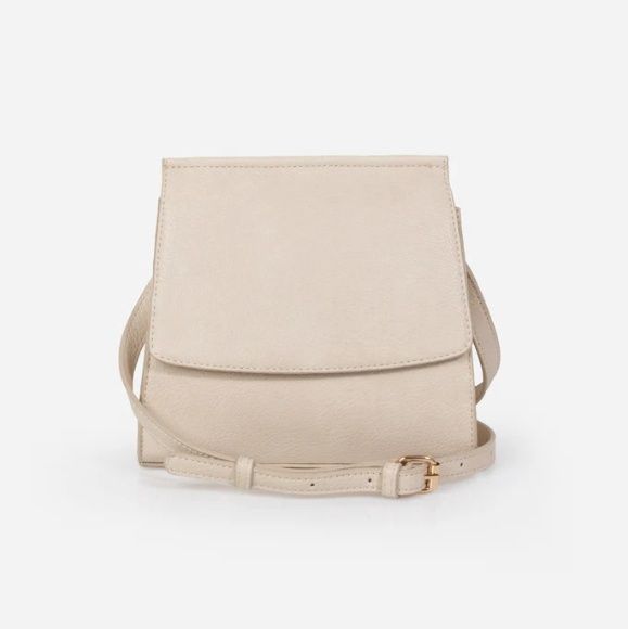 Sac à main bandoulière ivoire en PU texture peau d'éléphant