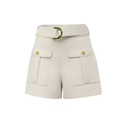 Beatrice Belted Cargo Shorts - Dove White