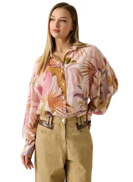 Ls Imma Relaxed Shirt - Sarika Palm Print