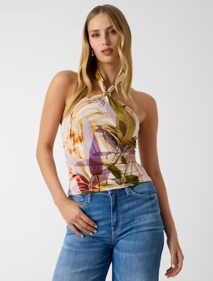 Sl Annette Halter Top - Sarika Palm Print