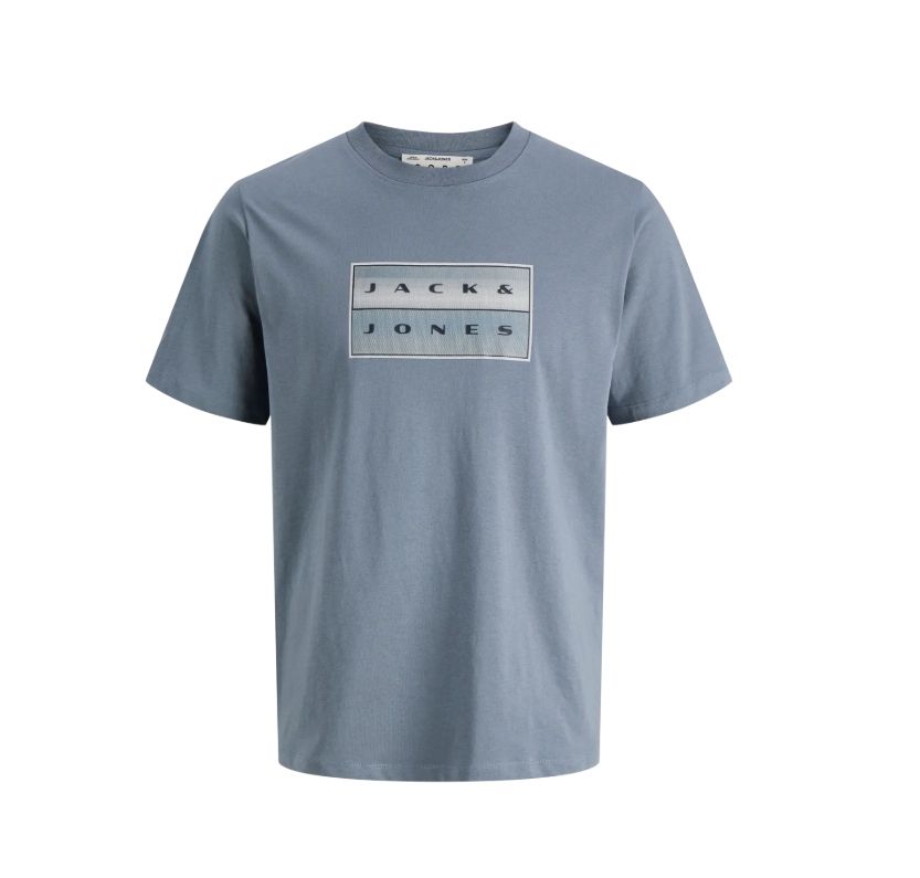 Jcofusion Box Print Tee Ss Cn Noos - Blue Mirage