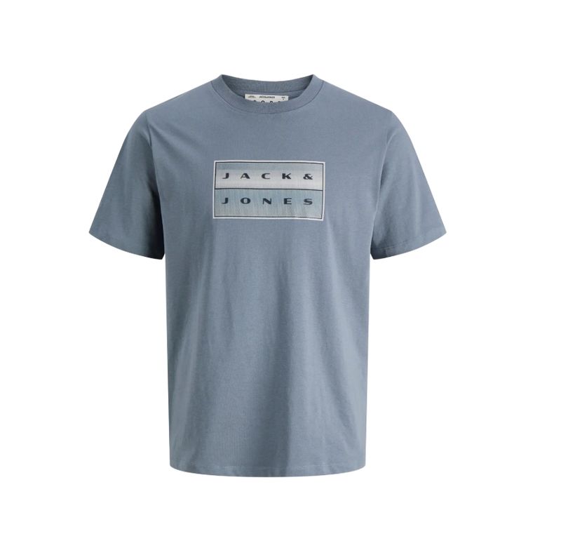 Jcofusion Box Print Tee Ss Cn Noos - Blue Mirage