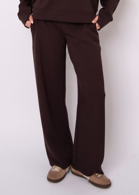 VICTORIA SOFT KNIT PULL ON STRAIGHT LEG PANTS-BROWN