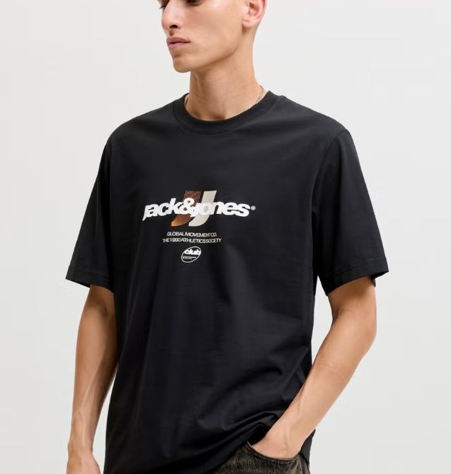 Jcoclub Graphic Front Print Tee Ss Cn - Black