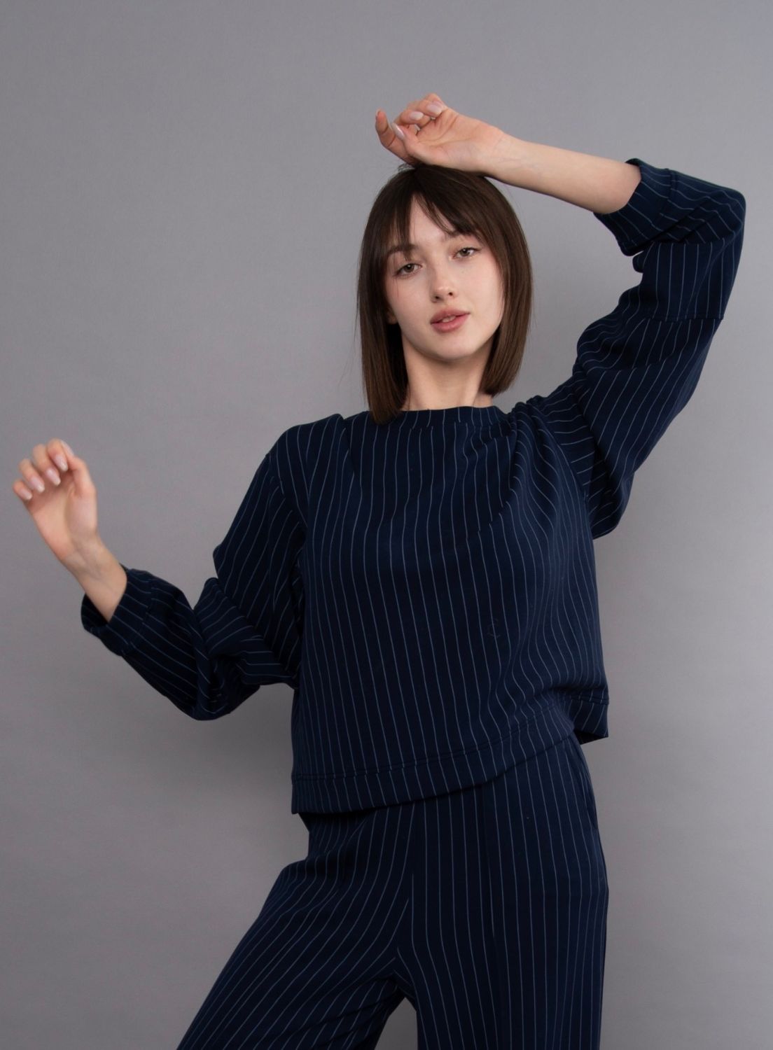 Beatrice Striped Soft Knit Ls - Navy