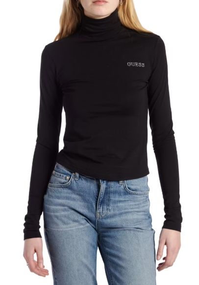 Greta High Neck Ls Knit Top - Jet Black