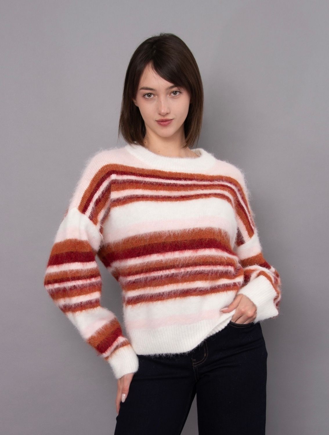 Milota Long Sleeve Crew Neck Pull-Over - Pink