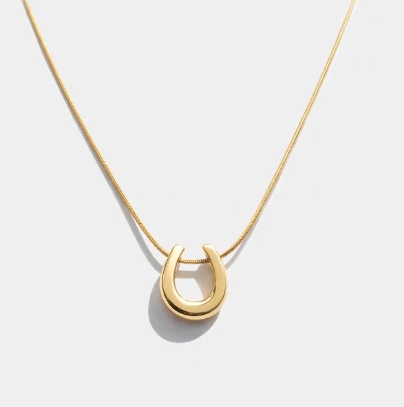 Collier doré breloque fer à cheval en acier inoxydable - SF253N016GL
