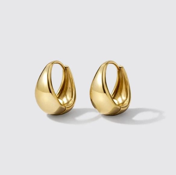 Golden Wide-Base Huggies in Stainless Steel
