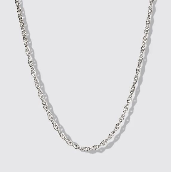 Mini (Enfant) Silvered Singapore Chain Necklace Stainless Steel