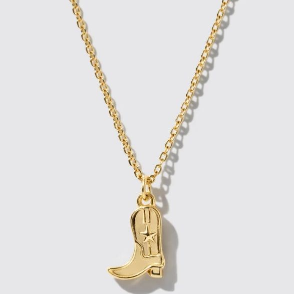 Gold-Tone Necklace with Cowgirl Boot Charm Pendant