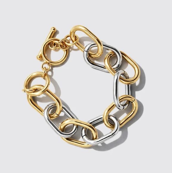 Two-Tone Large Mesh Bracelet in Stainless Steel