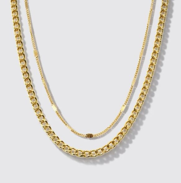 Two-Row Golden Necklace in Stainless Steel