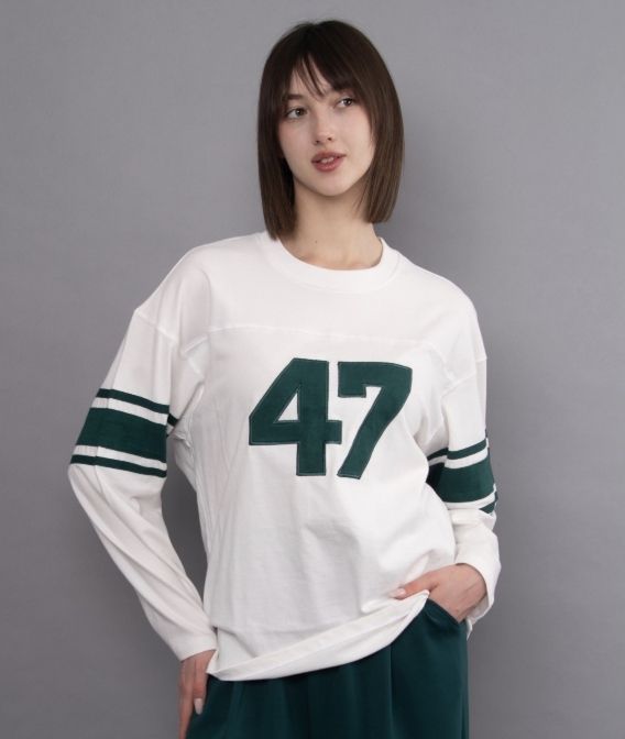 Olympia Ls Top With Applique - Ecru Green