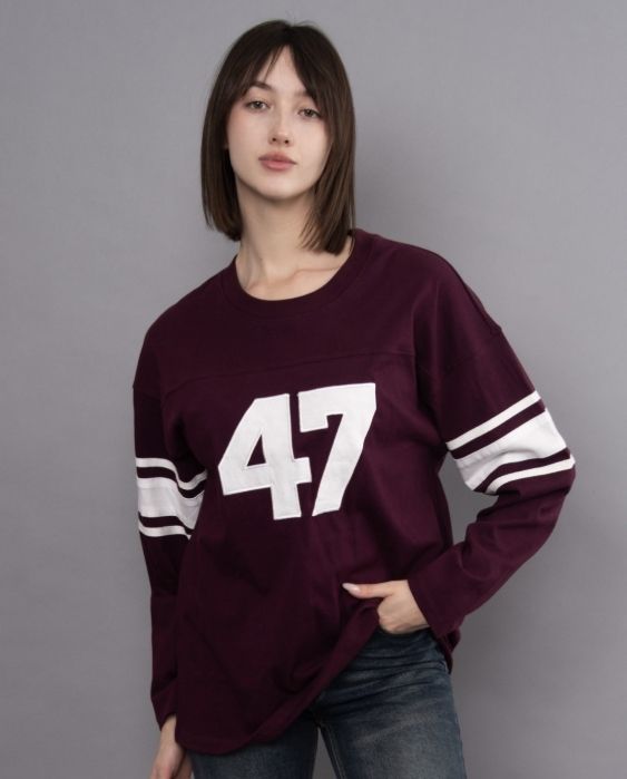 Olympia Ls Top With Applique - Grape