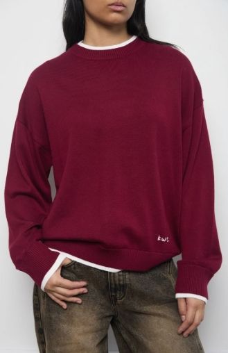 Duet Cashmere Crew - Winter Fig/White