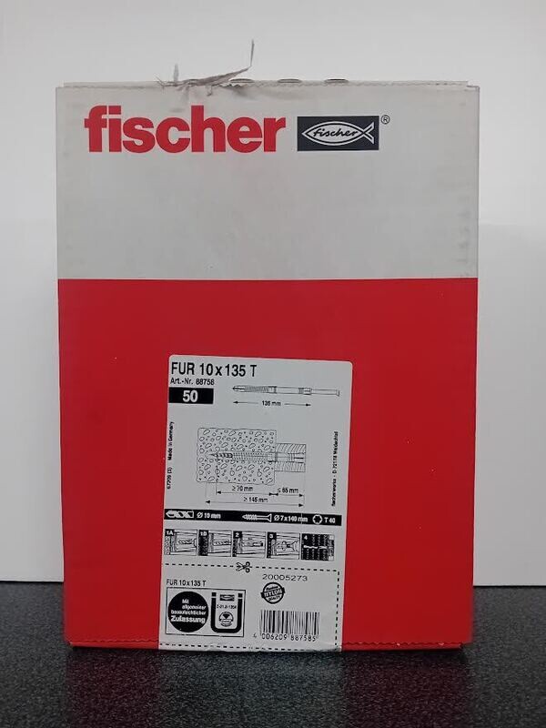 Tassello prolungato in nylon  Fischer FUR 10 x 135 T 50 pezzi