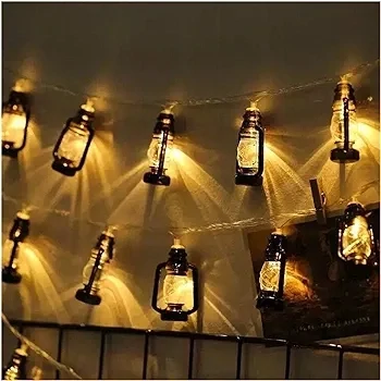 itSApna 16 LED Black Lantern Fairy String Lights for Home Decoration