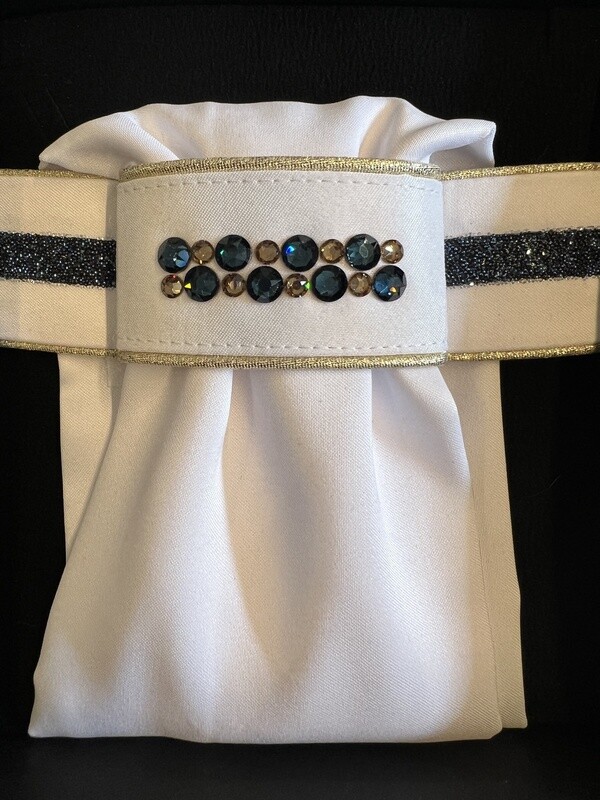 JUDI Cravate en tissu cristal bleu Odessa Double bleu marine doré L