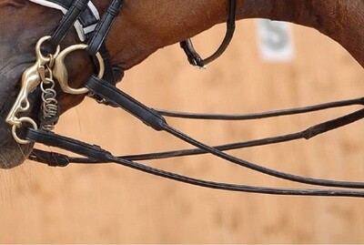 Döbert Classic Bar &amp; Snaffle Rein – Sewn Round | Blind Closure | Black | Cob