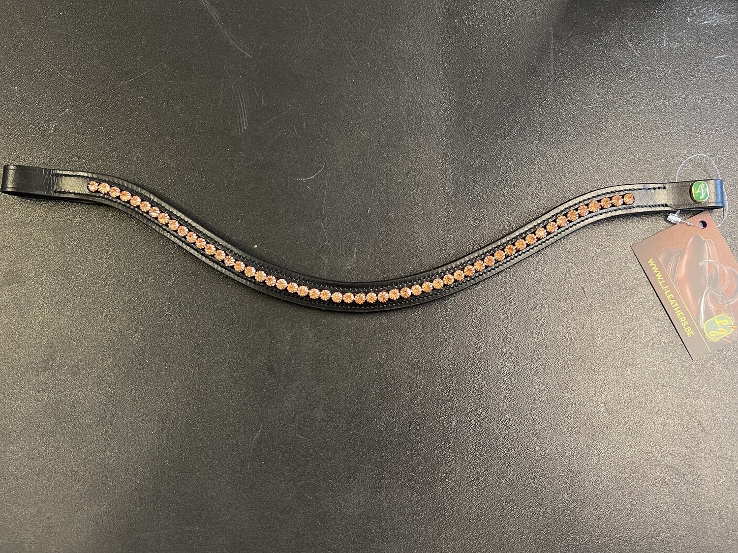 LJ Leathers Browband Rosegold Black Full