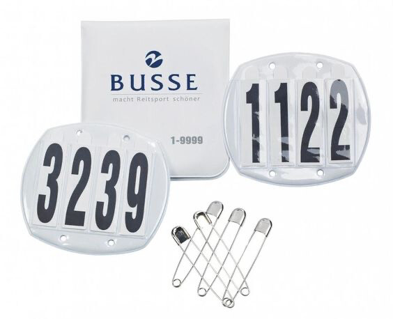Bus Oval Competition Numbers – 4 Digits | White | Attachment with Safety Pins