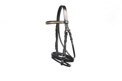 LJ Leathers Bridle Studs combined noseband Brown Shetland