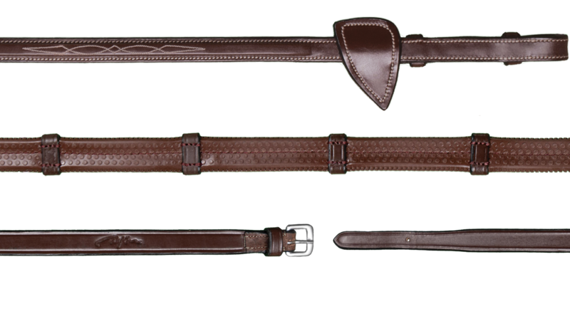 Dy&#39;on 1/2 (13mm) Rubber Reins 7 Leather Stops Hunter Coll