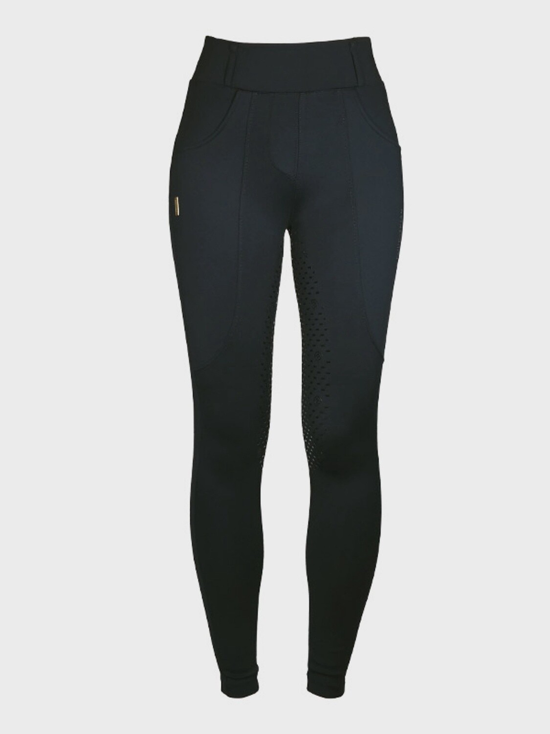 Equestrian Stockholm Compression Riding Breeches Dressage Supreme Black Gold, Color: Zwart, Size: L