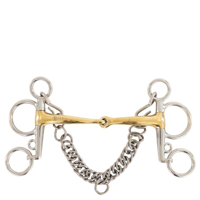 BR Single Broken Baby Pelham Bit Soft Contact - 14mm, Size: 11.5cm