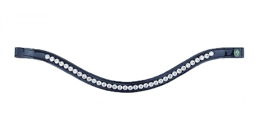 LJ Leathers Browpart Silver Stones/Lacquer, Color: Zwart, Size: Full
