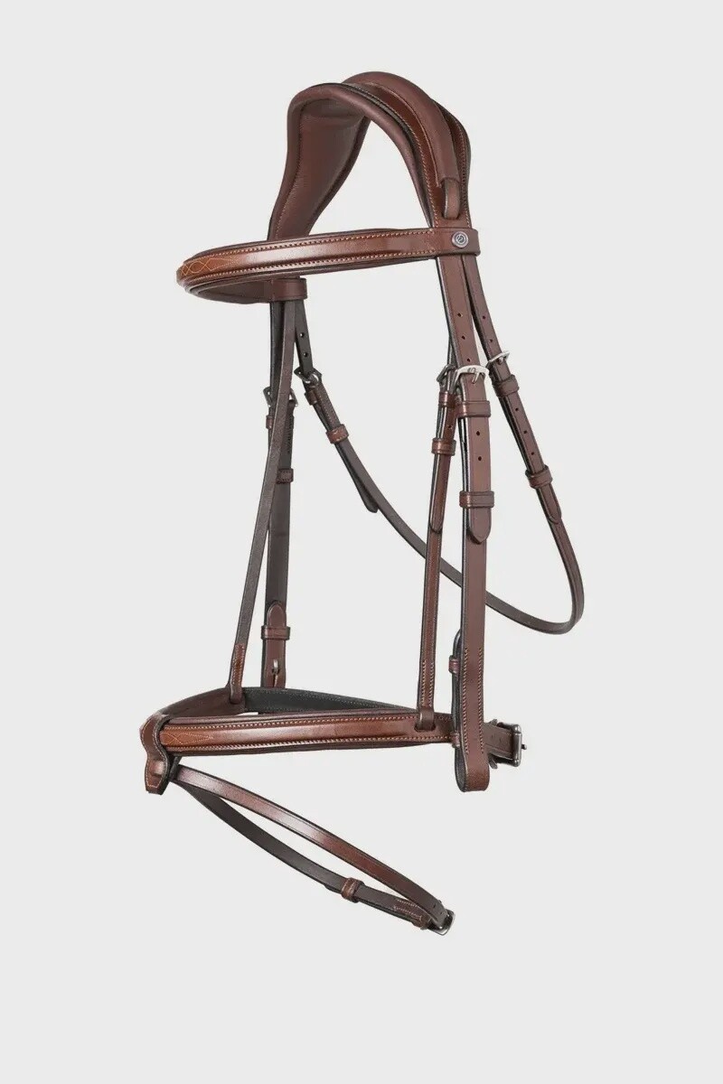 Trust Geneva Combined Noseband Bridle, Color: Brown/Silver, Size: Full