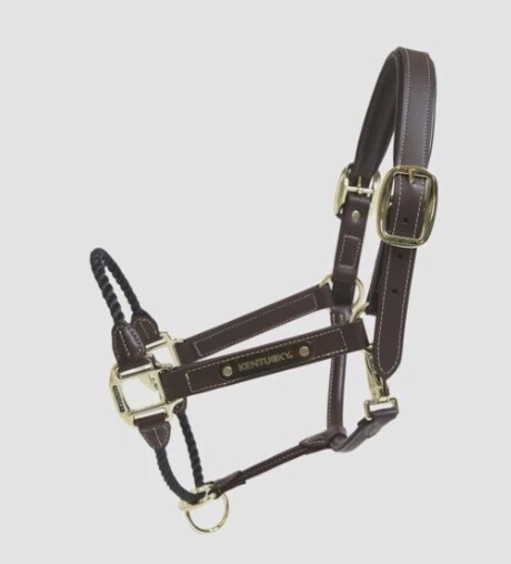 Kentucky Leather Rope Halter, Color: Bruin, Size: Full