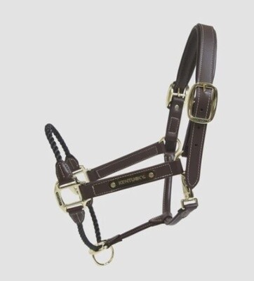 Leather rope halter, Color: Bruin, Size: Full