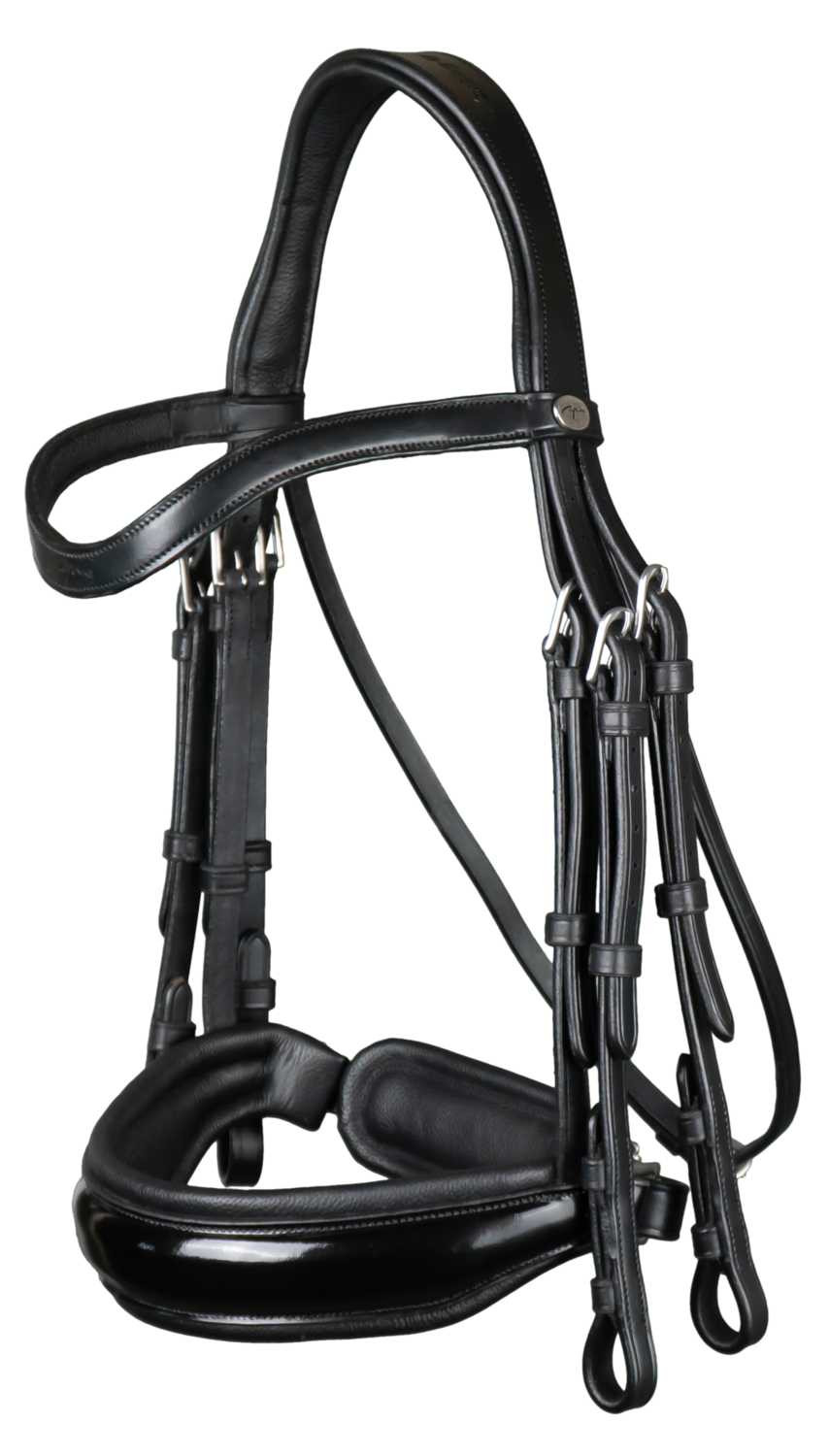 Dy&#39;on Patent Large Crank Noseband Bit &amp; Bridle - Working, Color: Black, Size: Cob