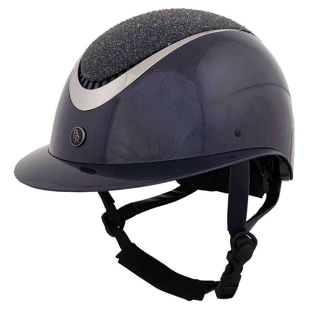 BR Riding Helmet Thèta Glamorous Glossy, Color: Navy/Gunmetal, Size: 52/54
