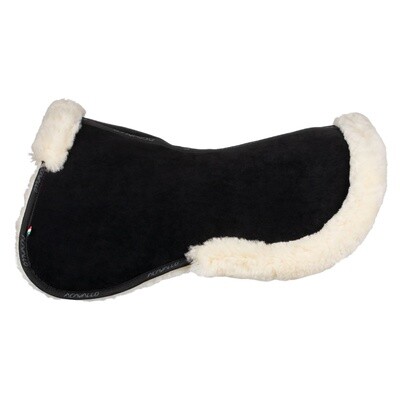 Acavallo Pocket &amp; Memory Foam Half Pad W/risers Sheepskin Natural Black