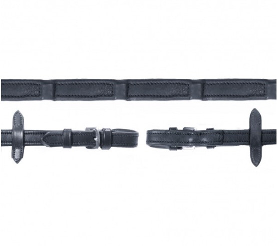 Schockemöhle Durasoft Reins Wide (18mm), Color: Black/Silver, Size: Full