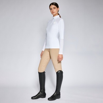 Cavalleria Toscana Women&#39;s Battle Shirt Perforated Insert L/S Zip