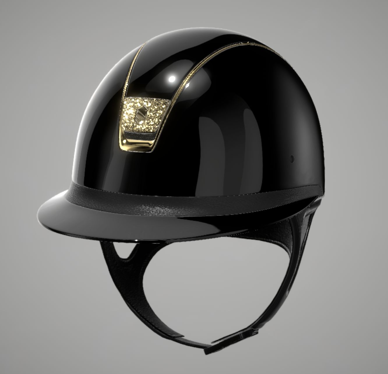 Samshield Miss Shield Glossy Black Trim Chrome Gold Blazon Crystal Fabric Metal Eclipse, Color: Black, Size: M (55M-58M)
