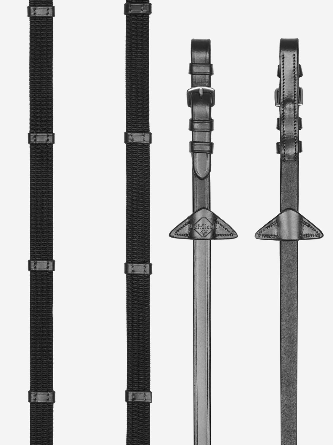 LeMieux Woven Reins Continental, Color: Black/Silver, Size: Pony