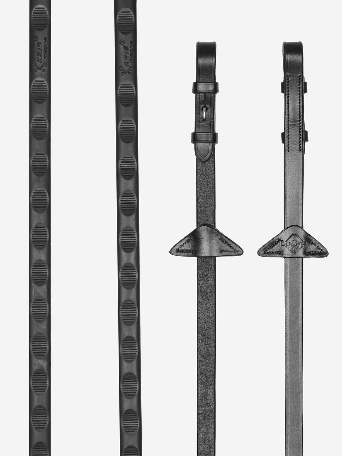 LeMieux Magna Grip Rubber Reins, Color: Zwart/Zilver, Size: Pony