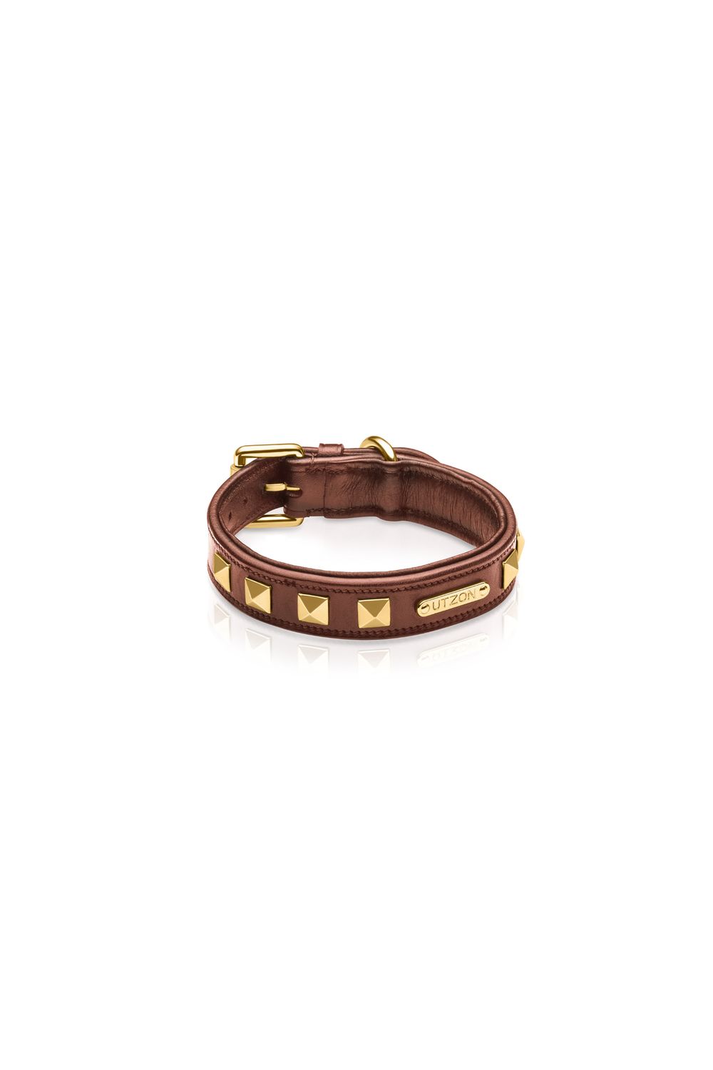 Utzon Pyramid Dog collar, Color: Brown, Size: L