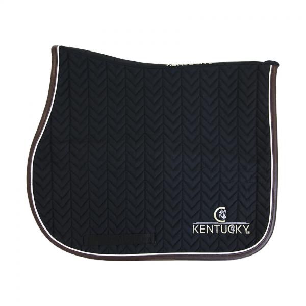 Kentucky saddle pad leather fishbone, Color: Zwart, Size: Jump - Full