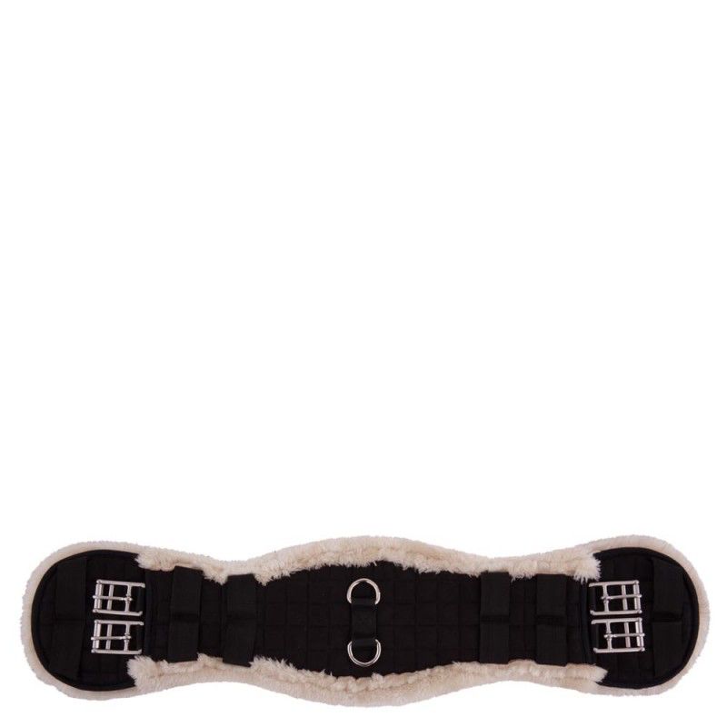 Premiere Dressage Girth Artificial Fur, Color: Zwart/Naturel, Size: 60cm