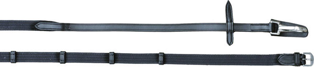 Euroriding Web Reins Pessoa With Snap Hook; Natural Line, Color: Black, Size: Full