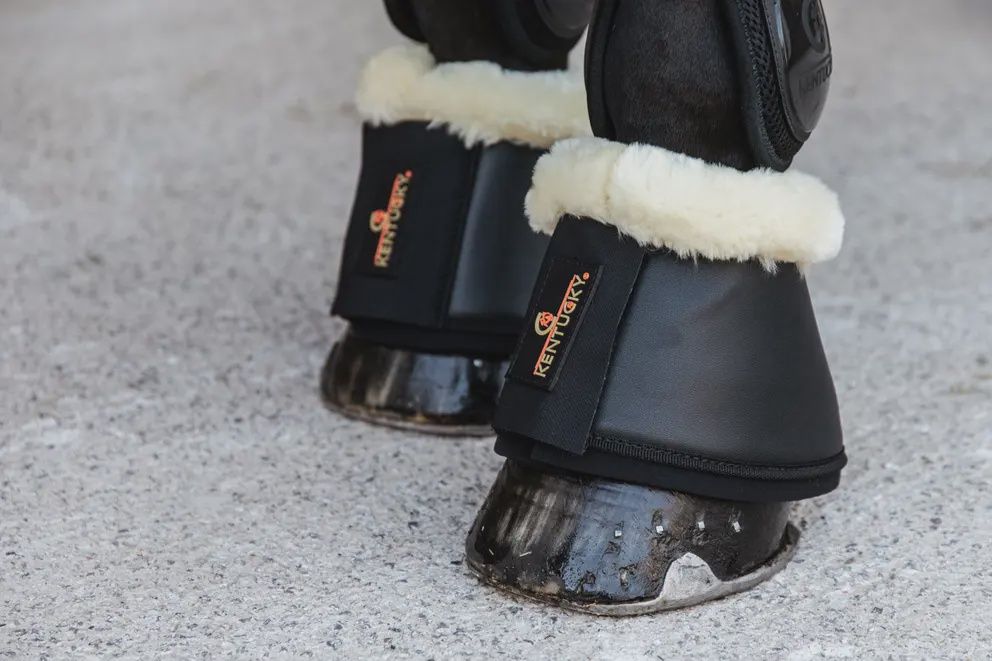 Kentucky Sheepskin Leather Overreach Boots, Color: Zwart, Size: M