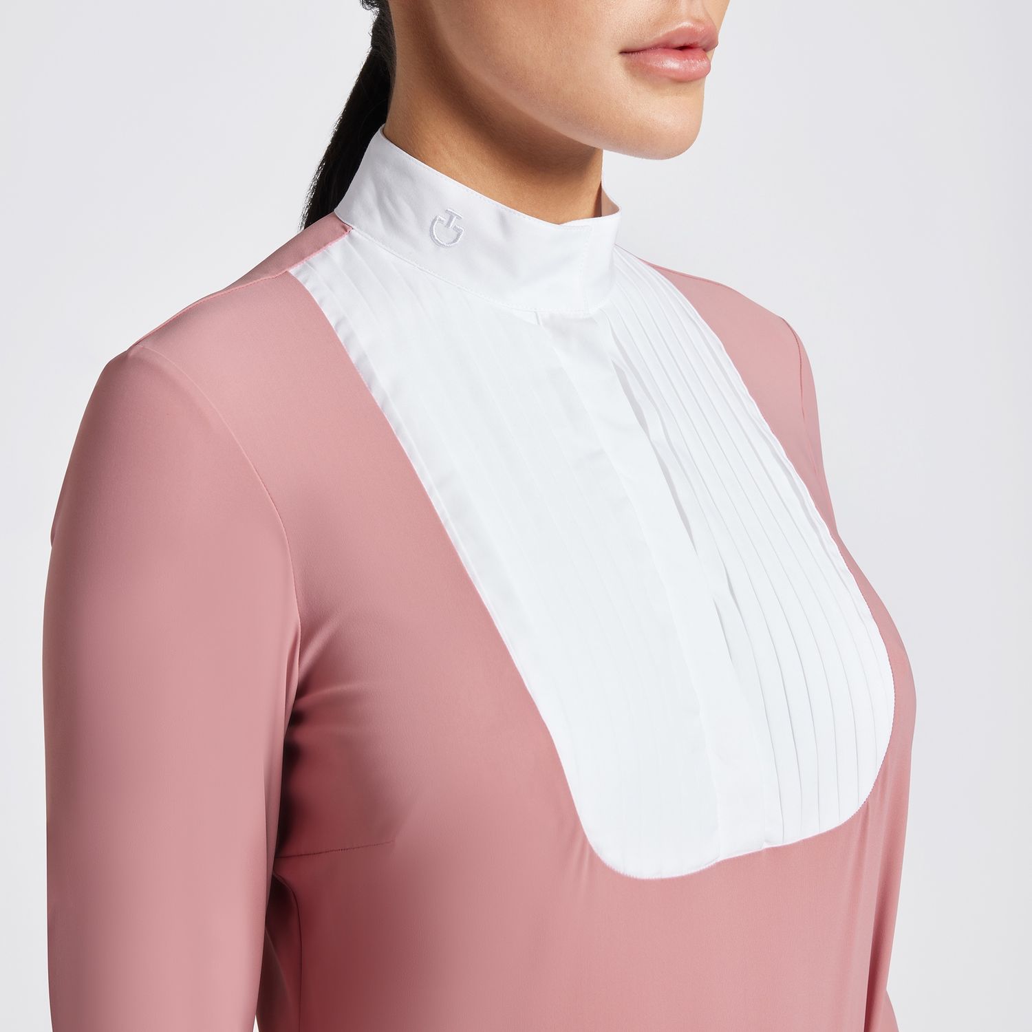 Cavalleria Toscana Ladies Pleated Bibi Jersey L/S Competition Shirt, Size: XS, Color: Pink