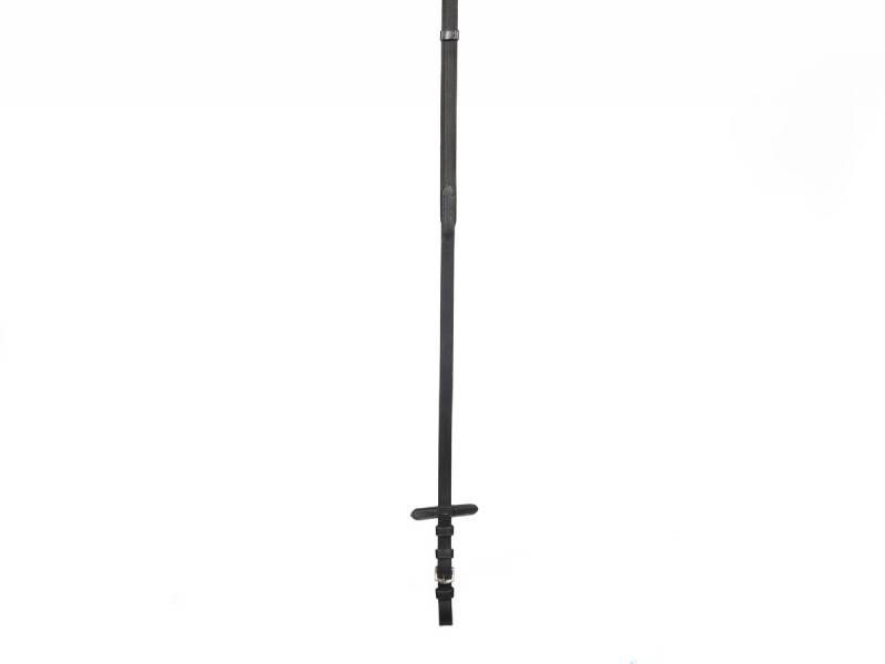 LJ Leathers Reins anti-slip with leather and stops, Color: Zwart, Size: Pony